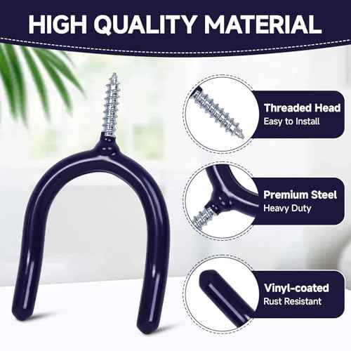 6 Pack Garage Storage System Steel U Hooks with Anti-Slip Coating Home Improvement and Organization Screw in Hooks Easy Wall Mounting Heavy Duty Bike and Ladder (Blue, 6 Pack)