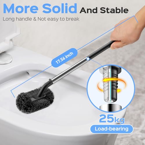 HAMITOR Silver Toilet Plunger and Brush Set 2-in-1 Stainless Steel Bathroom Cleaner