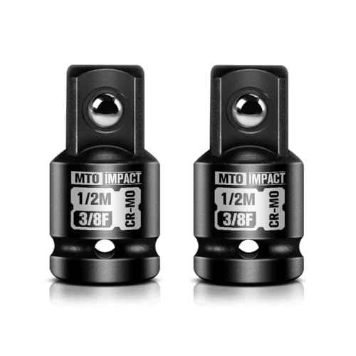 MTO 2-Piece 3/8" Female to 1/2" Male Impact Socket Adapter Set, 3/8" Drive Impact Driver Conversions for Impact Wrench, Chrome Molybdenum Alloy Steel