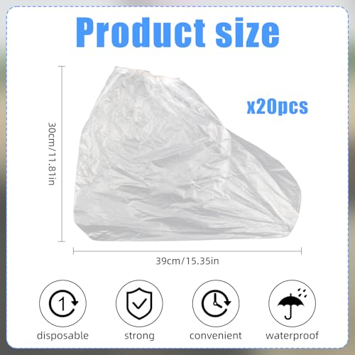 20Pcs Shoe Covers for Rain Disposable - Waterproof Plastic Clear Heavy Duty Rain Shoe Covers for Men and Women - Rain Boot Cover for Outdoor Indoors Overshoes