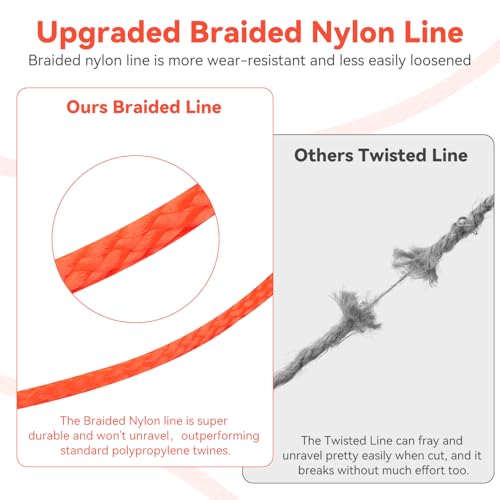 Mason Line String with Handle ? Twisted #18 540 FT Reloadable Line Reel, Braided Nylon Construction Line with Handle, Fluorescent Orange for Pure Alignment in Gardening, Masonry, DIY, Kite Twine