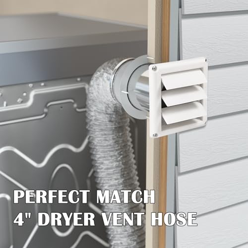 HOXHA 4-Inch White Dryer Vent Cover with Screen, Exterior Wall Hood