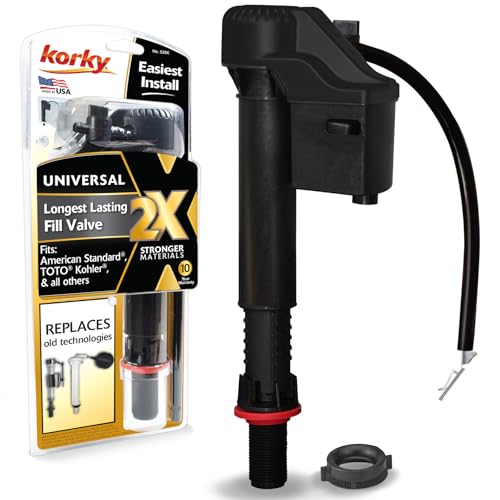 Korky 2X Long-Life Toilet Fill Valve - Universal Fits 99% Toilets - No Size Variation
