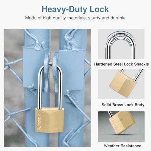 Puroma 1 Pack Keyed Padlock Waterproof Solid Brass Lock, 2.6 Inch Padlock with Keys for Sheds, Storage Unit School Gym Locker, Fence, Toolbox, Hasp Storage