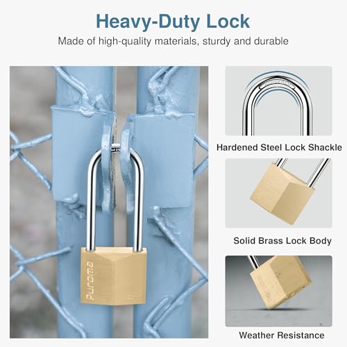 Puroma Keyed Padlock 3 Keys Outdoor Brass Lock 2.6-inch Security Lock - Variation 1