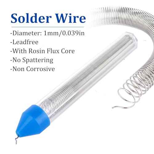 2Pcs 60/40 Solder Wire,0.8mm/0.032" Dia Diameter Rosin Core Solder for Electrical Soldering, Circuit boards, DIY, Welding Work, Repair(Net 17g)