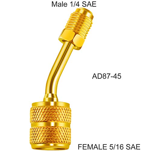 Chinco 1 Pcs R410a Mini Split Adapter 5/16 to 1/4 Male Flare 45° Angle
