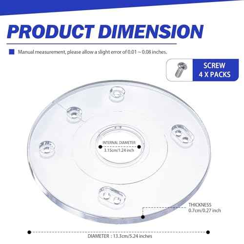 Palm Router Subbase PR110, Palm Router Accessories with Screws- Round Base Plate for Bosch RA Threaded Templet Guides, Accurate Positioning of Bit, Fits for Bosch Trim Routers GKF125CE, PR20EVS, PR10E