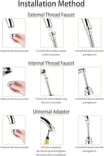 TXYGZ Type2 Kitchen Faucet Sprayer Attachment 360° Rotatable Nozzle, Anti-Splash, 3 Modes