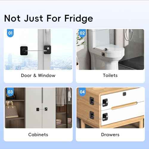 2 Pack Refrigerator Door Locks, Child Proof Fridge Lock for Kitchen Freezer, Cabinets and Drawers, Air Oven Air Fryer, Closets, Windows, Doors-No Tools Need or Drill (Patent)