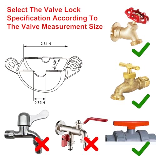 Gate Valve Lockout and Safety Padlock,Red Hose Bib Lock for 1 to 2-1/2 in Dia Outdoor Faucet Knob/Water Spigot/Propane Tank Valve Handles