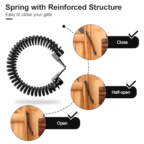 Skysen 14-Inch Self-Closing Fence Gate Spring Adjustable for Wooden/Vinyl Fences - Carbon Steel, Black (Listing 1)