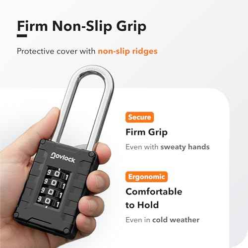 2.76 in Long Shackle Combination Lock | 4-Digit Padlock for Gym Locker, Cabinets, Toolboxes, Gates, Fences, Sheds | 1-Pack, Black