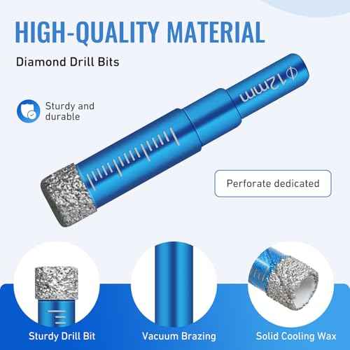 6 PCS Diamond Drill Bits Set for Porcelain, Ceramic, Glass & Tile - Masonry Drill Bit Set for Various Tiles Marble, Includes Cooling Wax for Efficient and Precise Drilling