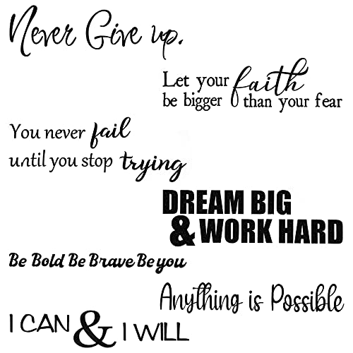 Never Give Up Affirmation Wall Decals - 5 Sheets Inspirational Quotes for Home & Office