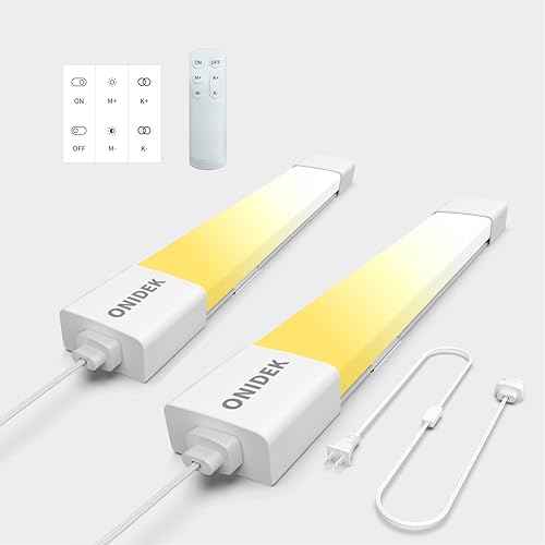 Under Cabinet Lights with Plug. 3000K-6500K Dimming and Color. with Wireless Control Panel and Remote Control.15W 1500LM for Garage, Kitchen, Bathroom, Closet, Office (16 inch-2pcs)