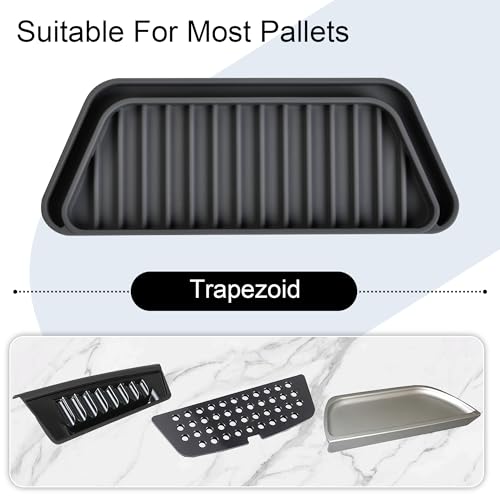 KindGa 2 Pack Refrigerator Drip Tray - Black, 8.2x3.1" / 7.4x2.8" Adjustable Anti-Slip