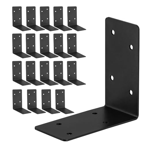 20Pcs Heavy Duty 4x4x2 Black L Corner Brackets for DIY Furniture Reinforcement