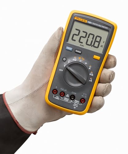 Fluke 15B+ Digital Multimeter - Electrical Testing Tool for Voltage, Current, Resistance