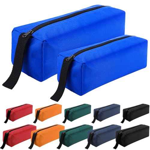 12 Pcs 2 Sizes Tool Bag Oxford Tool Pouches with Zipper 9.84in 11.8in Waterproof Versatile Organizer Pouch Zippered Multipurpose Bags for Organizer Screwdriver Pliers Wrench Scattered Tools, 6 Colors
