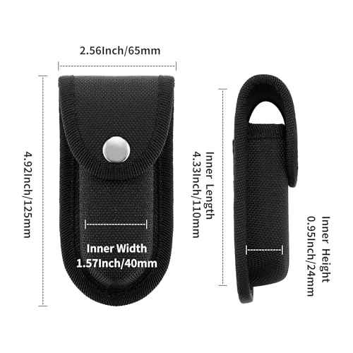 Nylon Pocket Knife Sheath, 4'' Multitool Pouch, Folding Knife Belt Sheath with Snap Closure and Vertical Carry Belt Loop, Multitool Case for Outdoor or Daily Use, Medium Size