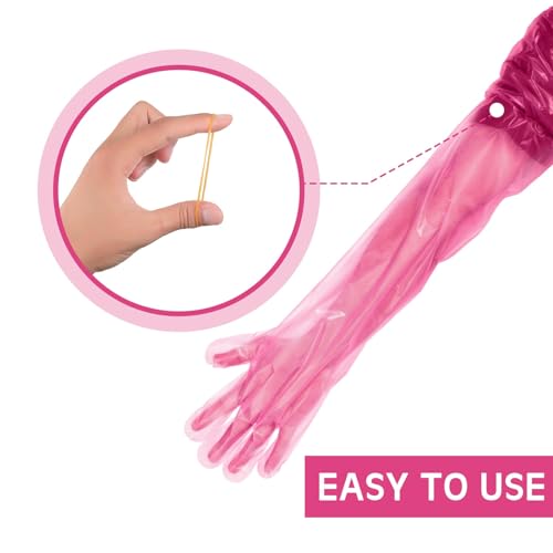 50 Pcs Disposable Dressing Gutting Gloves 35 Inch Shoulder Length Field Dressing Gloves Veterinary Insemination Glove