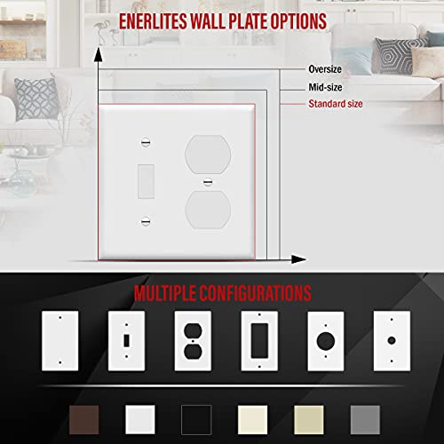 ENERLITES White 2-Gang Combination Toggle Switch & Duplex Receptacle Wall Plate - Standard Size, 1 Pack