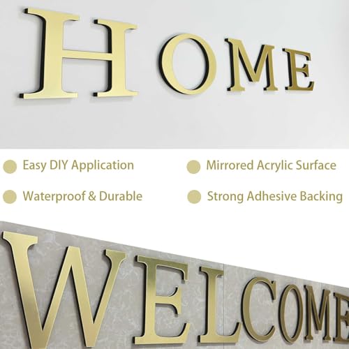 HXymxkeqi A Large 3D Acrylic Letter Wall Sticker - Light Gold, 20cm, Self-Adhesive