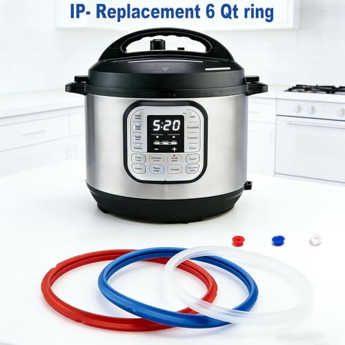Fuator 6Qt Instant Pot Sealing Ring + 3 Float Valve Caps; 3 Colors, 6Qt 3Pack