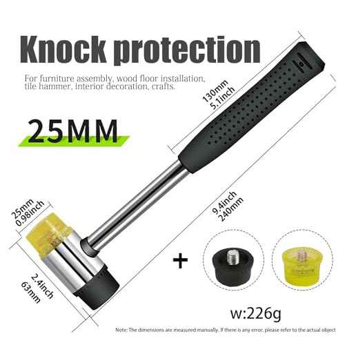 2 PCS Rubber Hammer with 2 Soft Rubber Head,8 Oz & 25mm Multi-function Double Head Mounting Hammer,Suitable For Crafts, Woodworking, Flooring, Camping and Other Industries