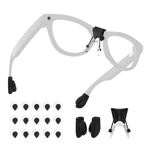 BonFook HiBloks Smart Glasses Accessories for Ray-Ban Meta, with 1 Pair of Anti-Slip Ear Grips, 15PC LED Light Blocking Stickers and 1 PC Nose Pad Grip Holder Kit for Wayfarer/Skyler(Gen 1&Gen 2)