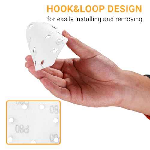 Sandpaper Sanding Discs Set: DEKOPRO 50 PCS Mouse Detail Sander Sandpaper Include 40,80,120,180,240 Grit