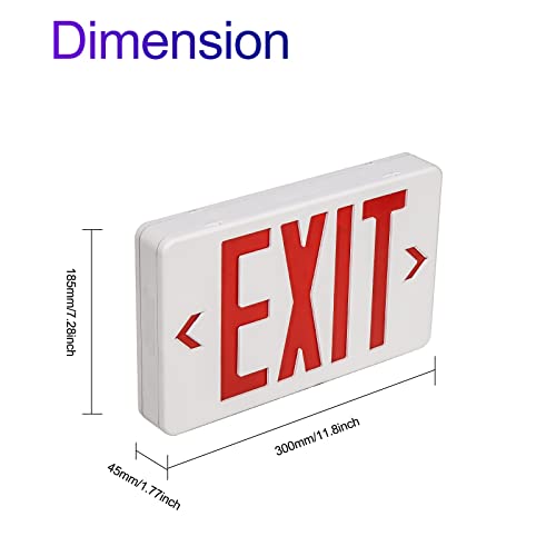 Red LED Emergency Exit Sign - OSHA Compliant, 1 Pack, Universal Mount
