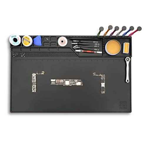 HengTianMei-203 Black Magnetic Repair Work Mat Heat Resistant Large Silicone Soldering Mat Expand Work Area for Soldering, Electronics, Computer Repair Etc