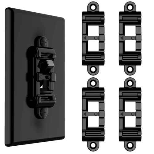 Light Switch Cover Guard,Toggle Lightswitch Coverplate Lock,Child Proof Switch Plate Cover Prevents Kids or Accidental Turned On/Off, (Gloss Black, 4 Pack)