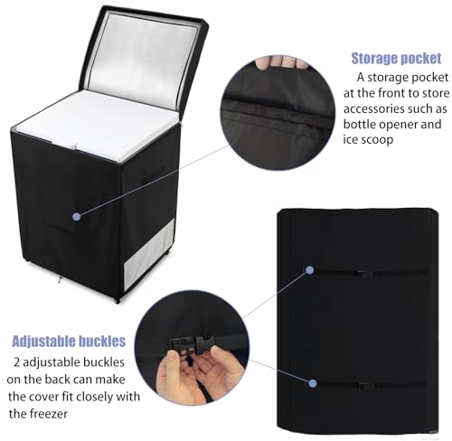 Dalema Outdoor Deep Freezer Cover 28"W x 23"D x 34"H for 5.0 cu ft Chest Freezer, Black