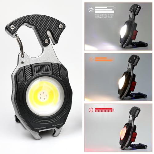 Black 2-Pack MAKDAK Rechargeable Keychain Flashlights with 7 Modes & Lighter Function