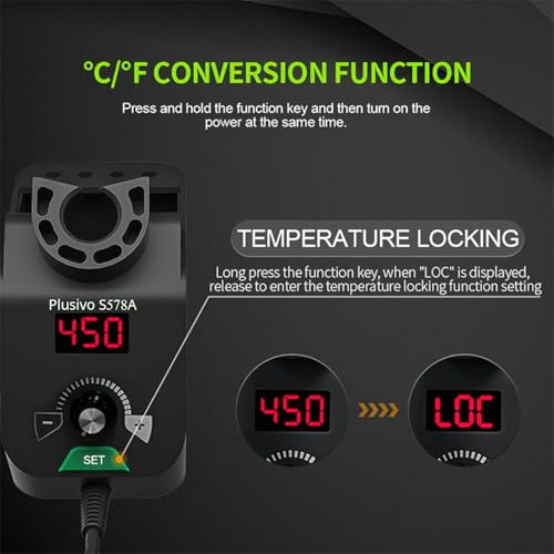 Soldering Iron Station Kit Digital Display Helping Hands 60 W 5 pcs Solder Tips, Solder Wire, Digital Multimeter ¡ÆC/¨¬F Conversion, Standby/Sleep Mode, Calibration Support for Electricians from Plusivo