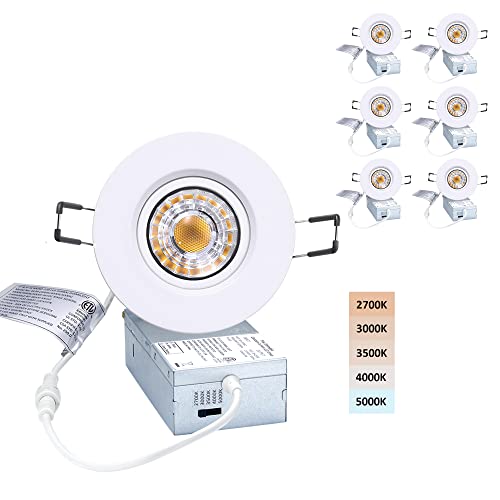 POPANU 3 Inch White Gimbal LED Recessed Lights 6 Pack Adjustable Downlight