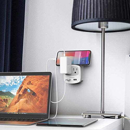 Grey TESSAN European Travel Plug Adapter Converter - 4-in-1 US to EU with USB Ports