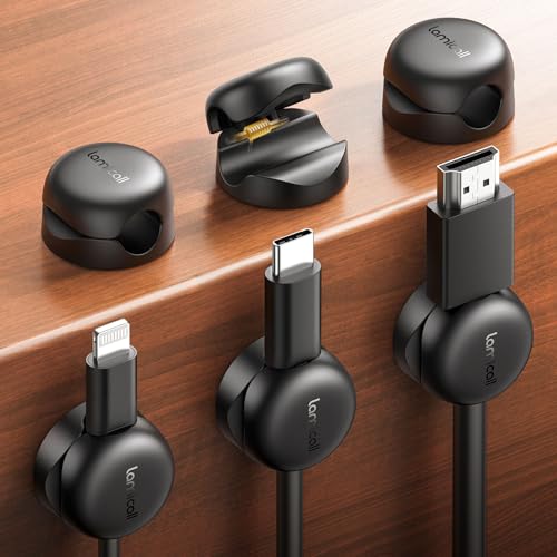 Lamicall 6 Pack Cable Clips Black Compact Spring Cord Organizer for Desk