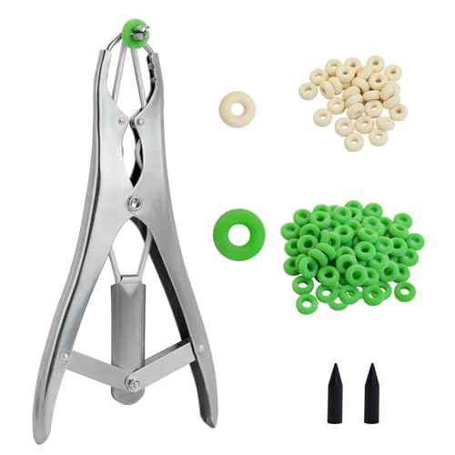 Goat Banding Kit, Stainless Steel Bander Snap Pliers with 70Pcs 2 Sizes Rings, Ring Installation Tool, Balloon Expander Pliers Tool