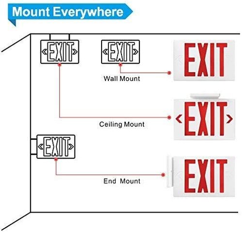 EXITLUX 1 Pack LED Exit Sign, Emergency Exit Light with Battery Backup, Double Face, 90 minutes -UL 924, AC 120/277V, Damp Location, Hardwired Red Letter Exit Lights for Business Indoor.