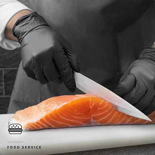 Nitrile Disposable Gloves, 4.5 Mil Black Powder-Free Latex-Free Food-Safe Glove for Exam, Tattoo, Food Prep, 100 Pcs