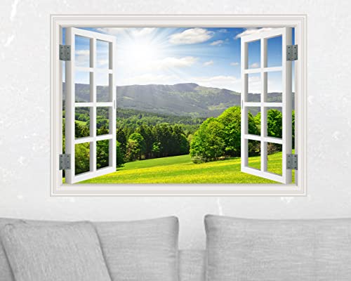 FLFK Fake Window Wall Sticker 16x24 Inch Landscape Faux Window Decal Gxl408