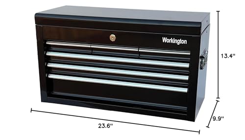 Workington 24" 6-Drawer Portable Metal Tool Chest Cabinet with Ball Bearing Slides - Black