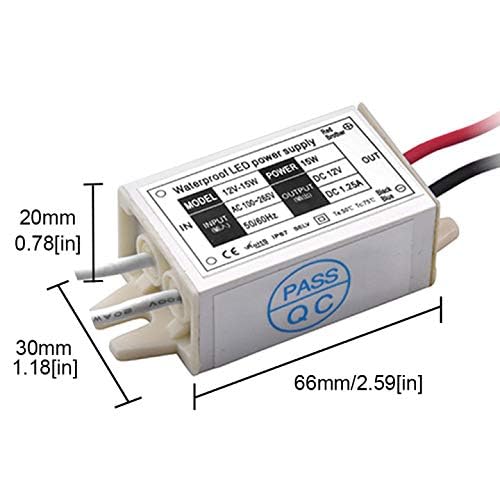 Lustaled 15W 12V Waterproof LED Power Supply Driver 2-Pack
