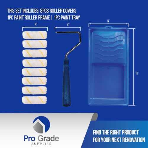 Pro Grade - Paint Roller Tool Kit - 10 Piece Painting Set - Mini Plastic Paint Tray Set, Mini Roller Frame,Microfiber Roller Covers