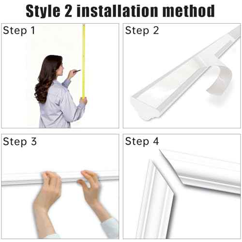 6 Set Premade Peel and Stick Wall Molding Kit, Self Adhesive Accent Wainscoting Panels for Interior Wall Moulding Decor, Ready to Assemble Moulding Trim(Style2)