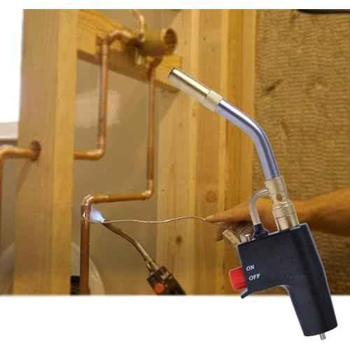 TS4000 Trigger-Start Torch Head,MAPP/Propane Gas Torch Kit with Push Button Start - Angled Burner Handheld Torch for Light Welding, Soldering, Brazing, Heating, Thawing and More